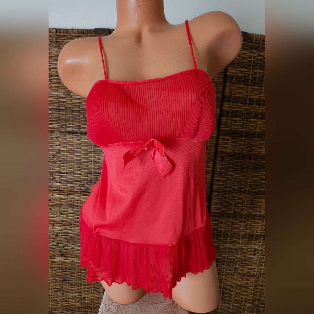 Red Pleated Babydoll Lingerie